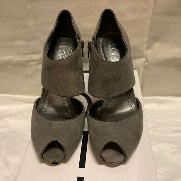Ann Taylor LOFT, Ladi Open Toe Bootie, Gunmetal Grey, 6.5M - Picture 7 of 7